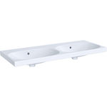 Lavabo de dos senos Geberit Acanto: 120x48cm, Toma de grifo=Sin, Rebosadero=Visible, Blanco